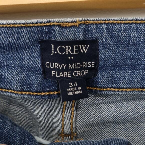 J. Crew Factory Curvy Mid Rise Flare Crop Jeans Signature Stretch Size 34 NWOT - Picture 4 of 8